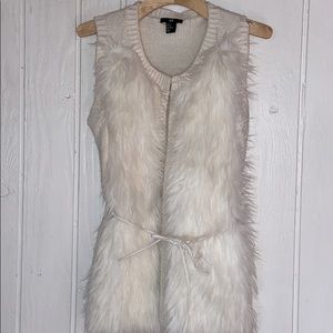 H&M White Faux Fur Vest